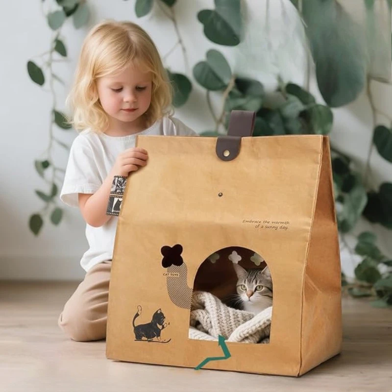

Washable Kraft Paper Pet Bed House Large Cat Scratch Board Apartment Pet Bed Foldable Compact Pet Products Hondenmand XY40CWC