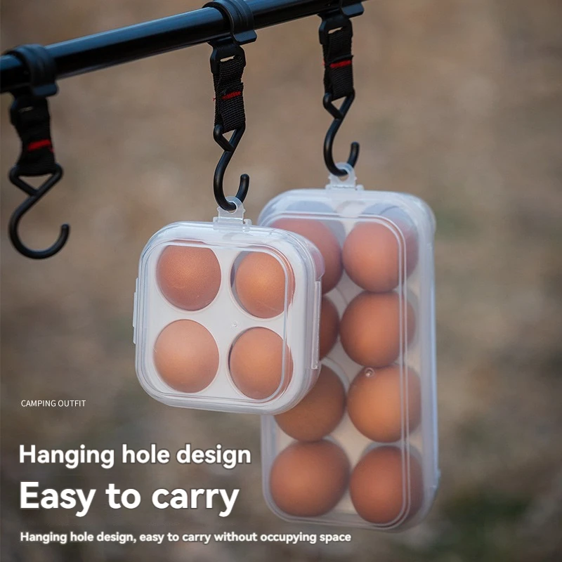 3/4/8 Grids Eggs Box Case Shockproof Egg Holder Kitchen Container Case Transparent Organizer for Outdoor Camping Picnic