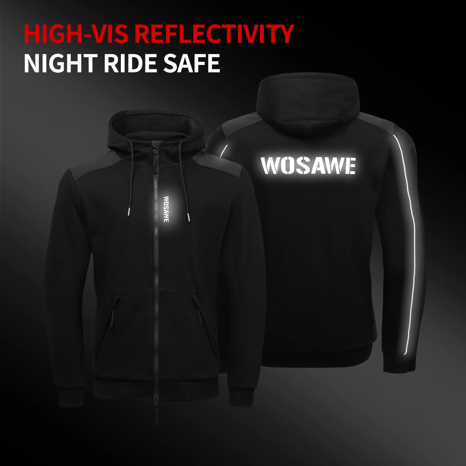 WOSAWE veste de cyclisme d'hiver pour hommes avec capuche manteau coupe-vent polaire chaud pour hommes coupe-vent en plein air homme vêtements de cyclisme randonnée