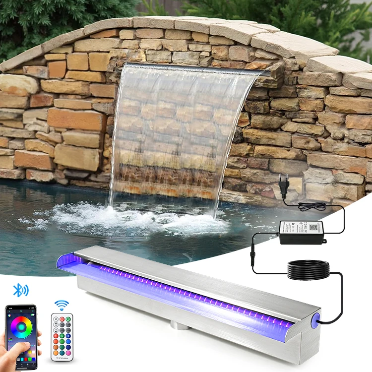 

Outdoor Swimming Pool Spillway 304 Stainless Steel Swimming Pool Waterfall