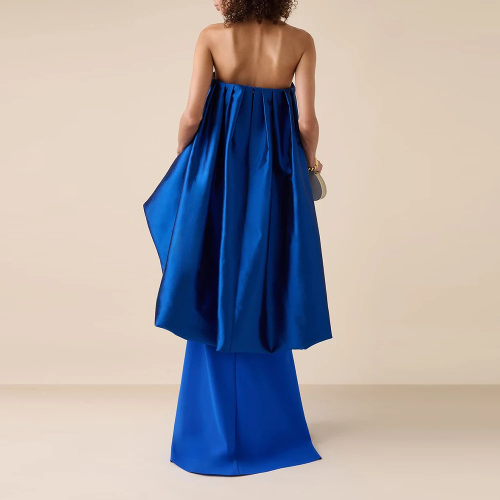 Fashion Blue Women's Prom Dress Strapless Stylish Long Mermaid Evening Dresses Floor Length Cocktail Evening Party Dresses image 3
