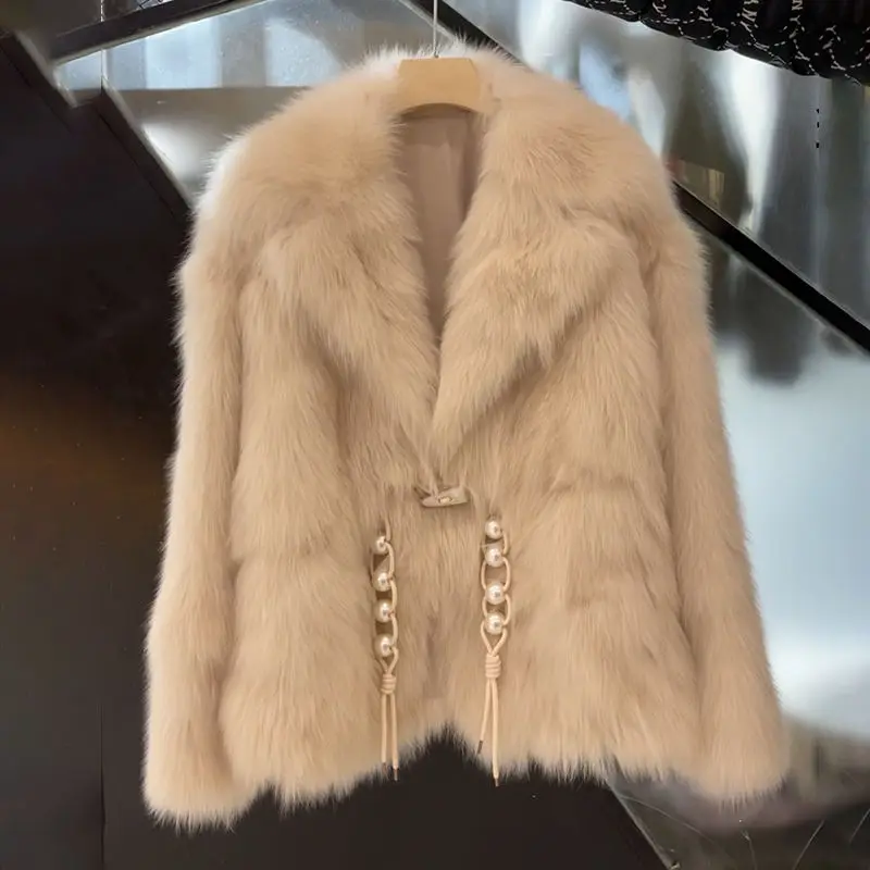 Women's Fall Winter Tops Coat Little Fragrance Faux Fur Outerwear Design Luxury Brand Simple Fashion Comfortable Eco-friendly