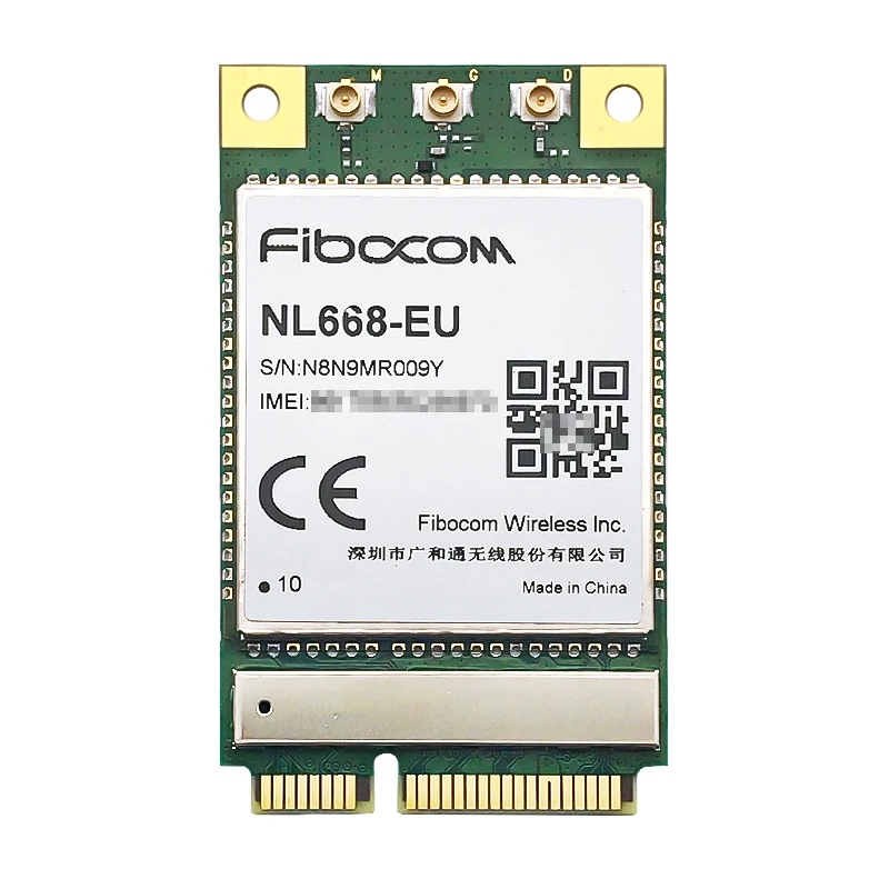 

Fibocom NL668-EU LTE Cat4 mini pcie module for Europe LTE-FDD B1/B3/B5/B7/B8/B20 WCDMA B1/B5/B8 GSM/GPRS/EDGE 850/900/1800MHz