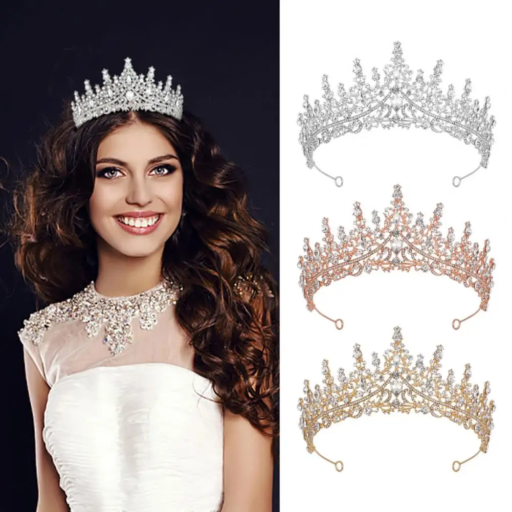 

Luxury Big Rhinestone Tiara Queen Crown Shiny Rhinestone Bridal Tiaras Crown Sparkling Tiara Bride Headbands Wedding Hair Decor