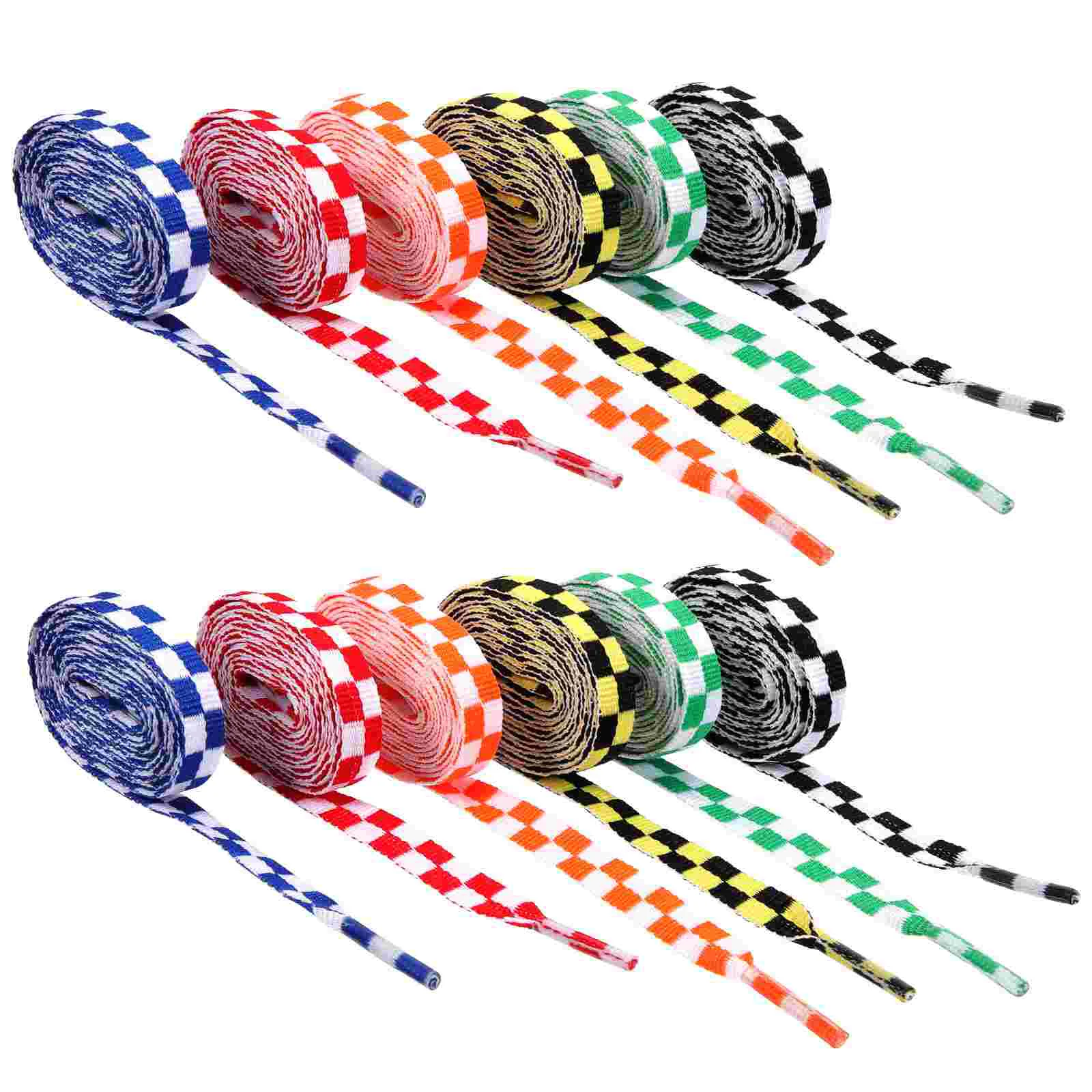 

12 Pairs Shoelace Shoes Accessories Portable Shoelaces Replacement Checkered for Sneakers High Density Shoestring Flat