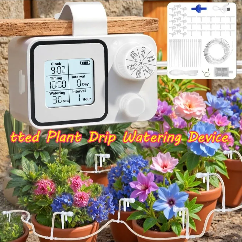 Automatic Irrigation Equipment Garden Watering Timer LCD Display Screen Charging Once Can Last Thirty Days Convenient Water Pump