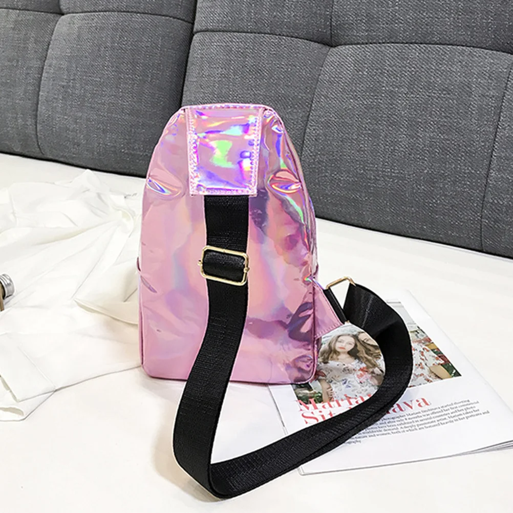 

Laser Waist Bag Shiny Pink Adjustable Waistband Fanny Pack Crossbody Chest Bag for Running Hiking Travel Sports Outdoor