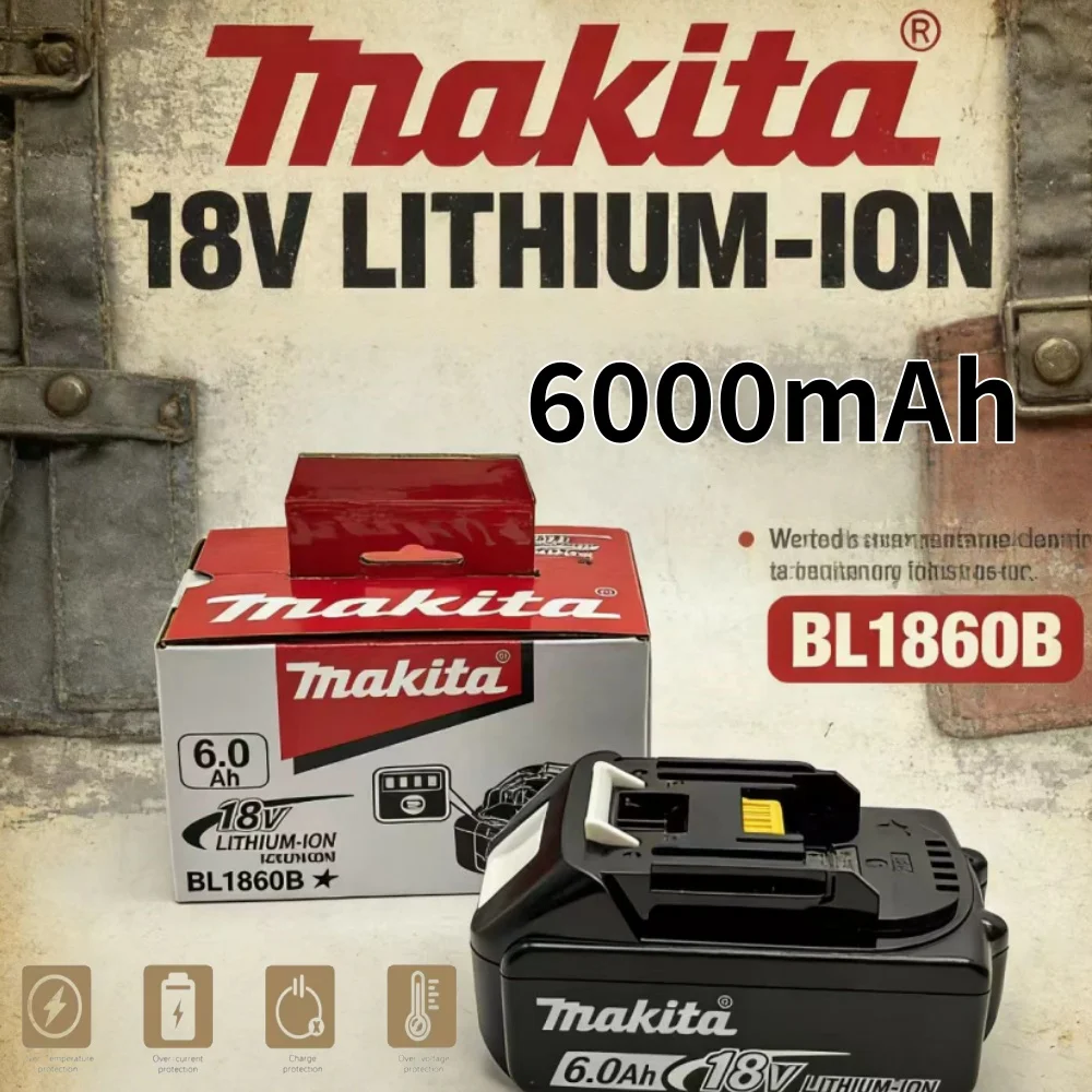 

6Ah For Makita BL1860 18V Battery Power Tools Li-ion Replacement LXT BL1850 BL1840 for 18V Screwdriver with BMS TPCELL