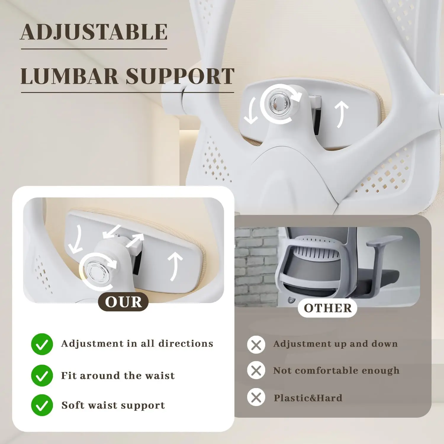 Silla de oficina ergonómica, soporte Lumbar ajustable, capacidad de 400 libras, silla de ordenador blanca con reposapiés retráctil, transpirable