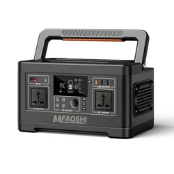 MFAOSHI 500W 520Wh Portable Power Station with AC 110V, 3-Port 12V DC Dual USB Sockets for CPAP Home Camping Emergency Backup.