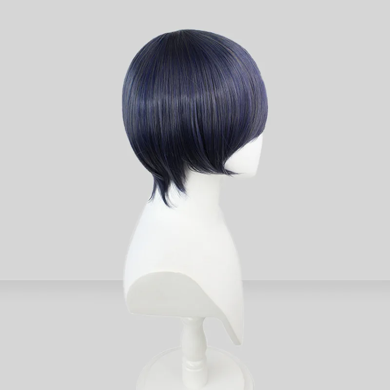 Ciel Phantomhive Wig Cosplay 30cm, kostum pesta pendek Ciel tahan panas rambut sintetis pesta + topi Wig