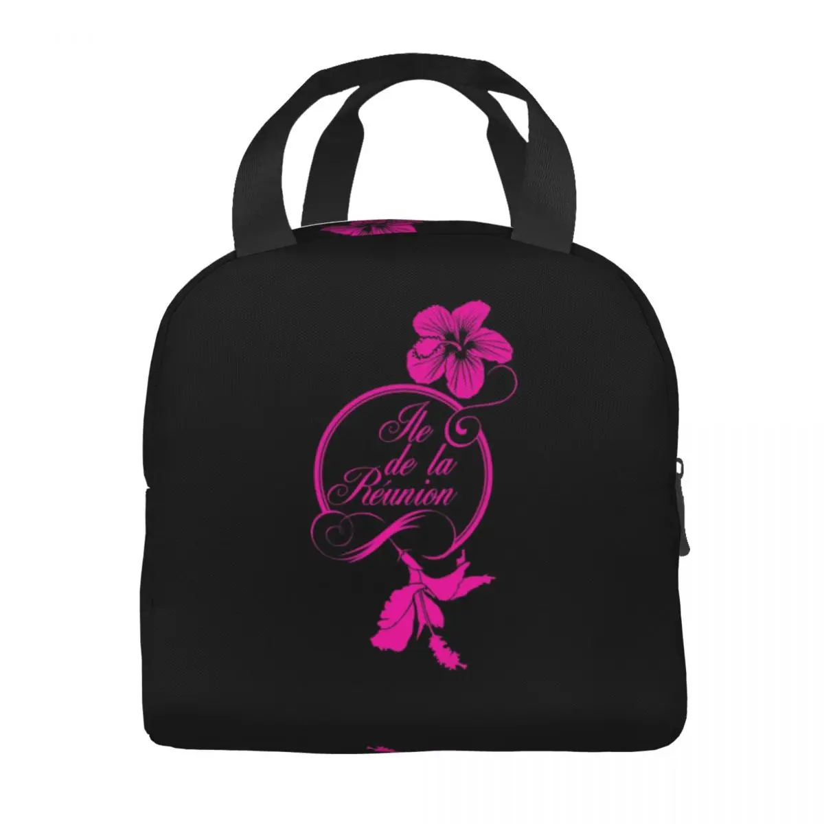 Custom Hibiscus Fuchsia 974 Reunion Island Insulated Lunch Tote Bag for Women Thermal Cooler Food Lunch Box Kids School Children