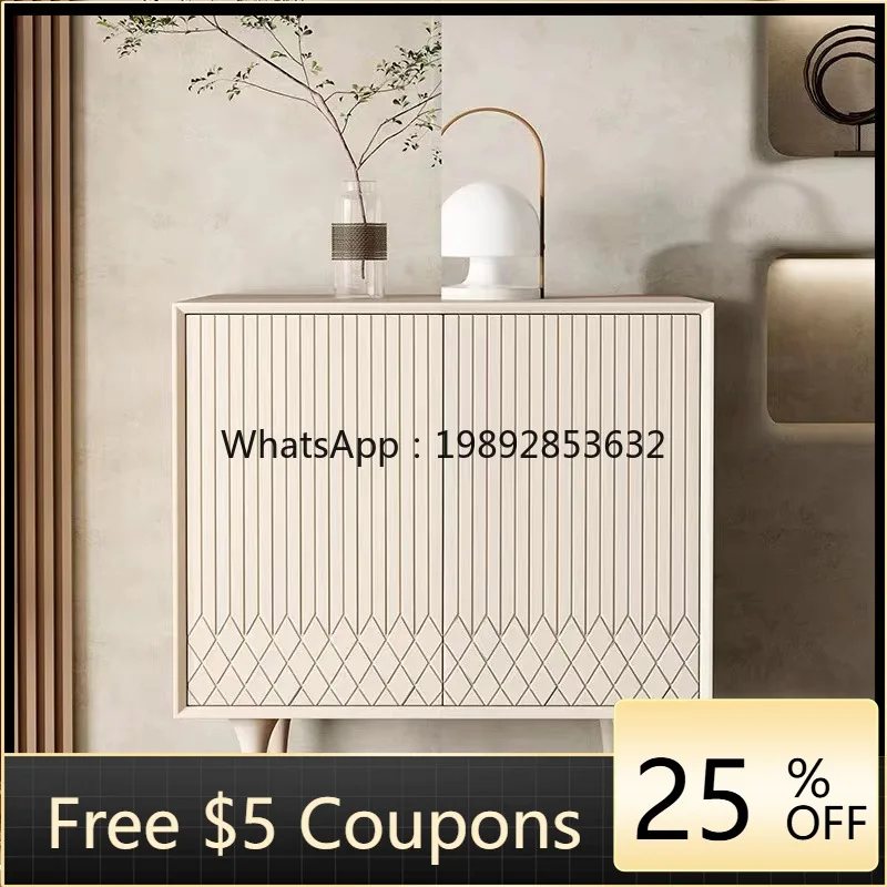 

1LYY Home Shoe Cabinet Light Luxury Entrance Hallway Nordic Living Room Partition Decoration Cream White Dining Room Tea Cabinet