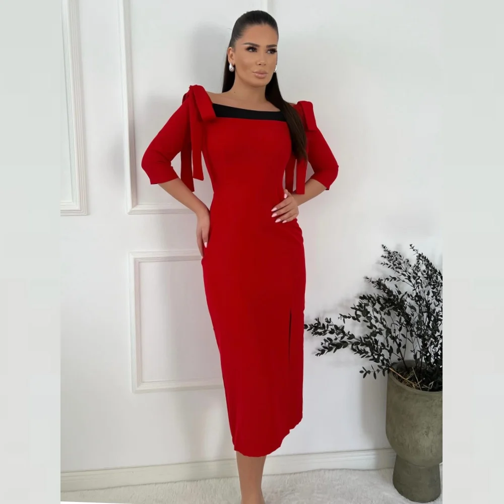 

Sparkle High Quality Exquisite Jersey Draped Pleat Ruched Beach Sheath Square Neck Bespoke Occasion Gown Midi Dresses