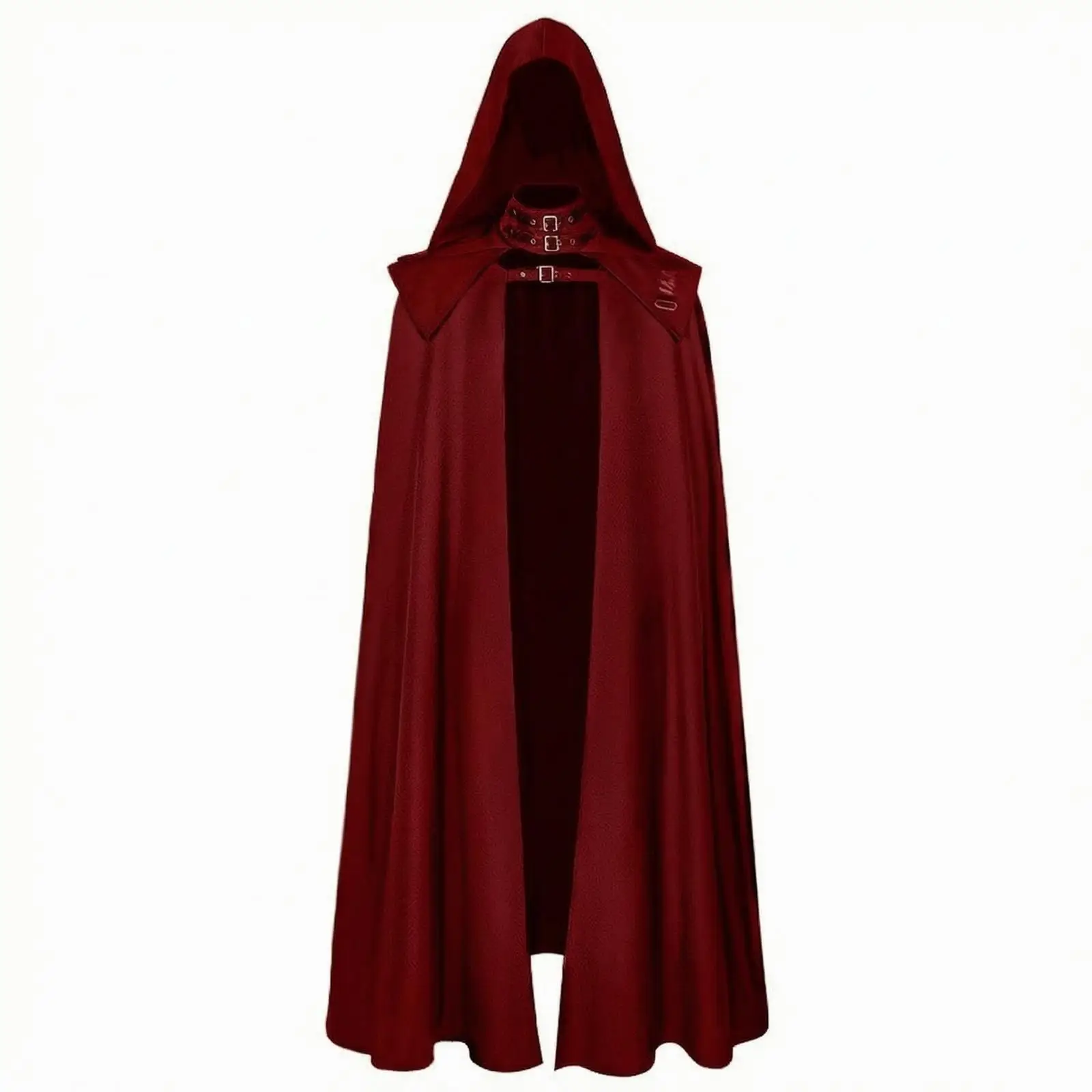 Metallic Fabric Women Hooded Cloak Long Cape with Buckle Straps Gothic Style for Stage Show Costume