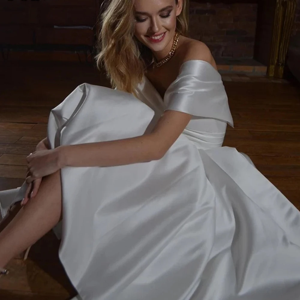 Robe de mariée princesse sirène en satin, courte, pour patients, personnalisée sur mesure