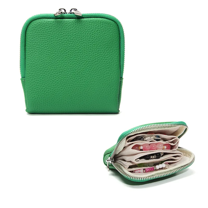 

Женский портативный органайзер для ювелирных изделий из натуральной кожи, многослойная сумка для хранения, кольцо, браслет, кошелек для монет