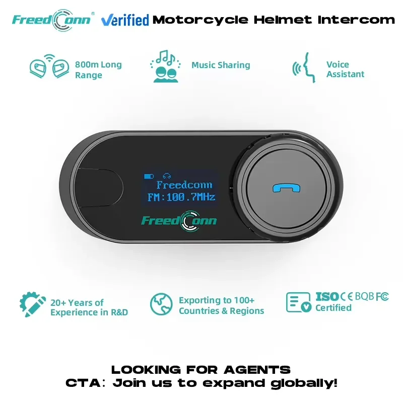 T-COM SC BT 5.1 Intercom Helmet Headset 800M Two Way Radio LCD Music Sharing Universal Pairing Motorcycle Communication