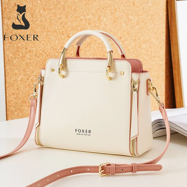 FOXER Damska Torba na Ramię ze Skóry Dwoinowej Elegancka Torebka 2026 Nowa Duża Damska Torba typu Tote Luksusowy Design Torba na Ramię