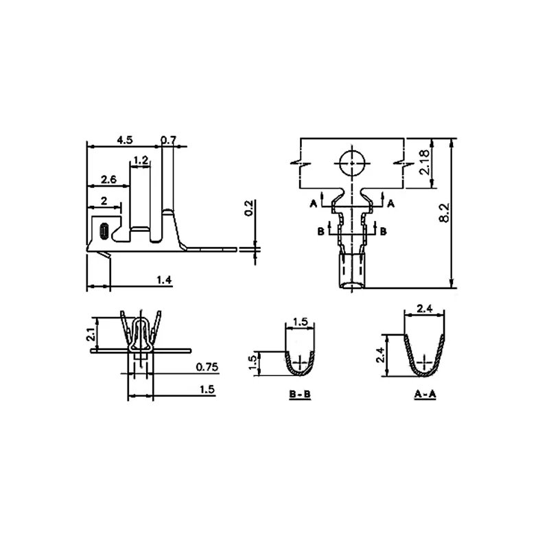 100 Stück JST PH2.0 2,0mm Metall-Crimp-Pin-Anschlusskabel für PH 2.0 Buchsensteckergehäuse – Detail 1