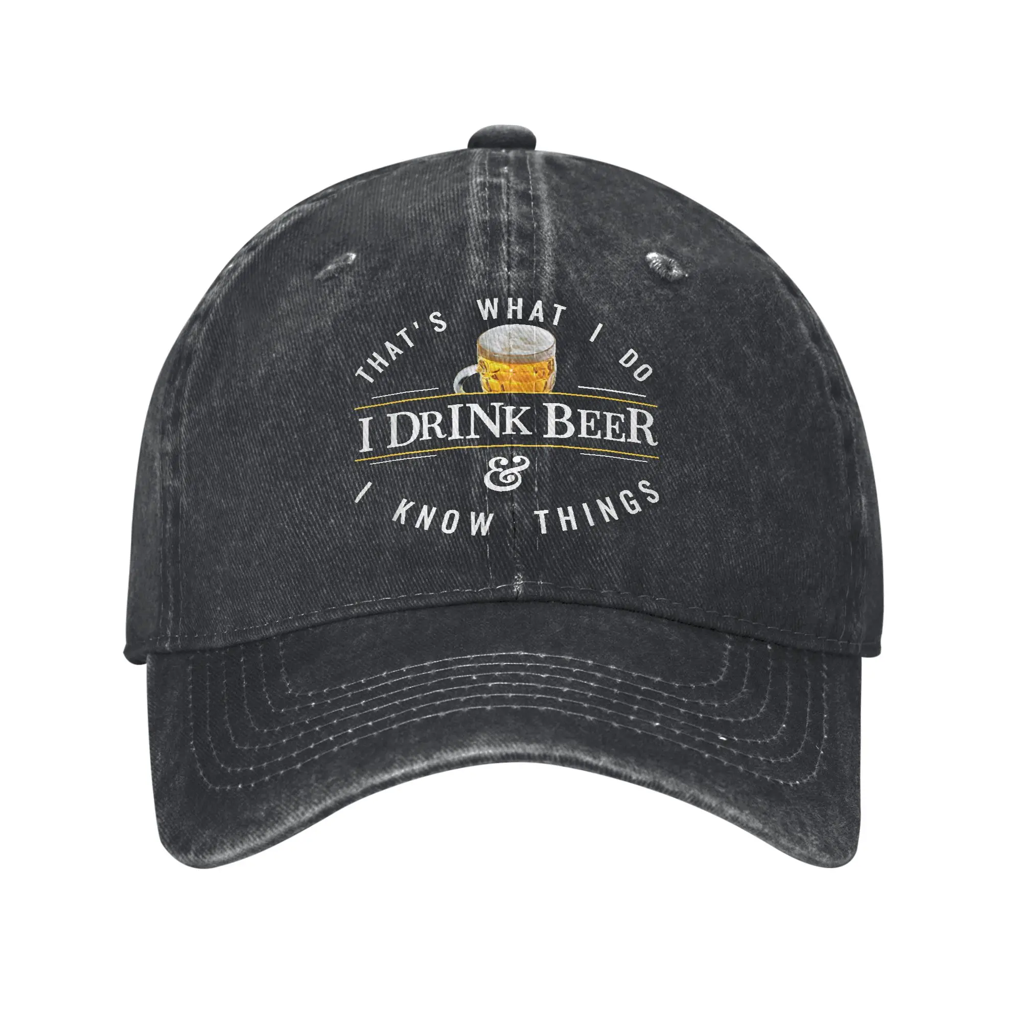 I Drink and I Know Things Funny Beer Baseball Caps Vintage Distressed Washed Headwear Unisex Outdoor Unstructured Soft Hats Cap