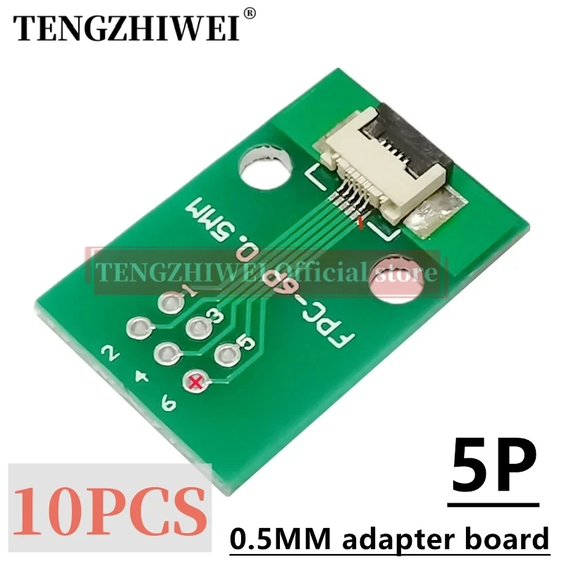 10PCS FFC/FPC adapter board 0.5MM-5P to 2.54MM welded 0.5MM-5P flip-top connector