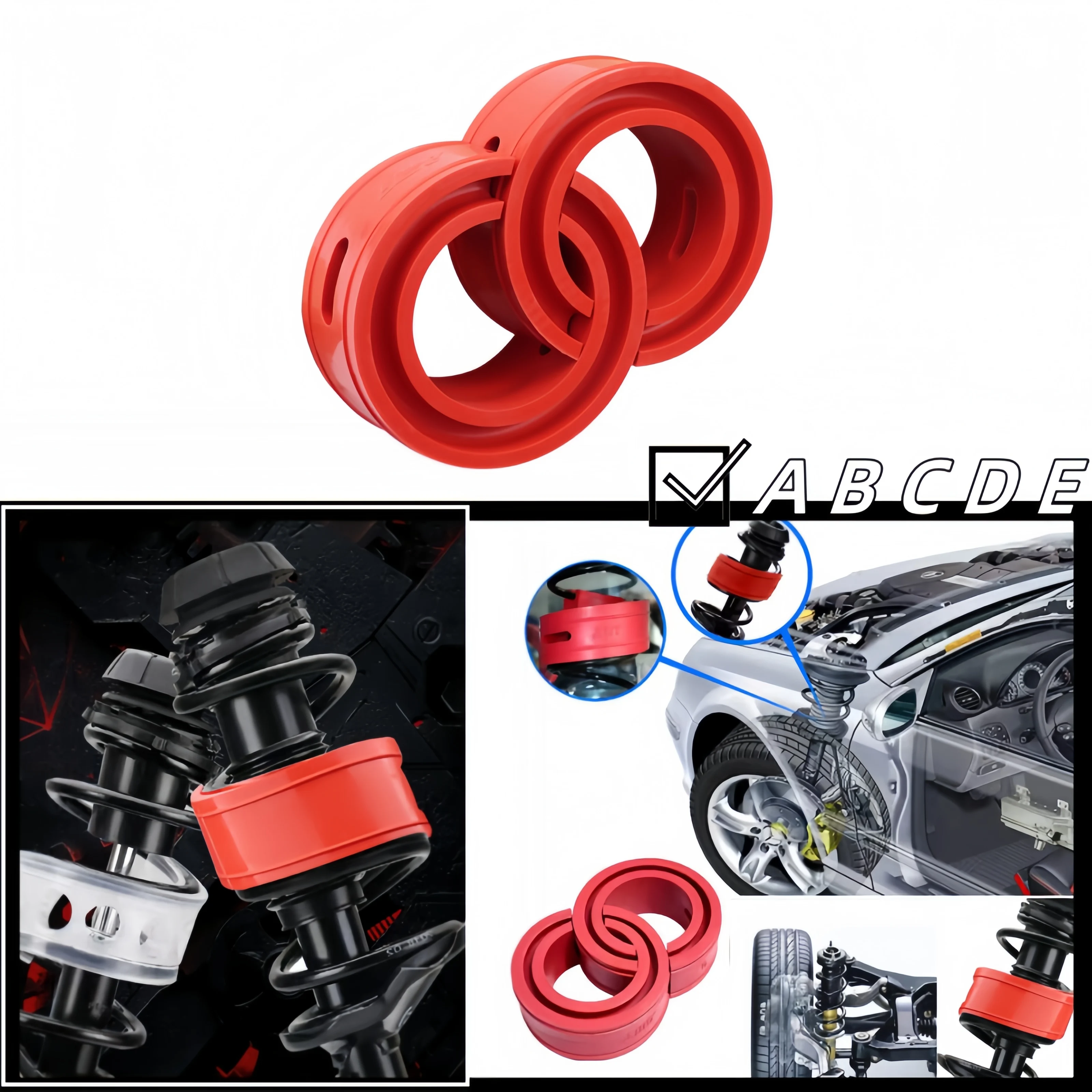 2PCS Car Shock Absorber Bumper Spring Cushion Power A/B/C/D/E TypeSet Universal Auto Suspension Buffer for Car Shock Absorbers