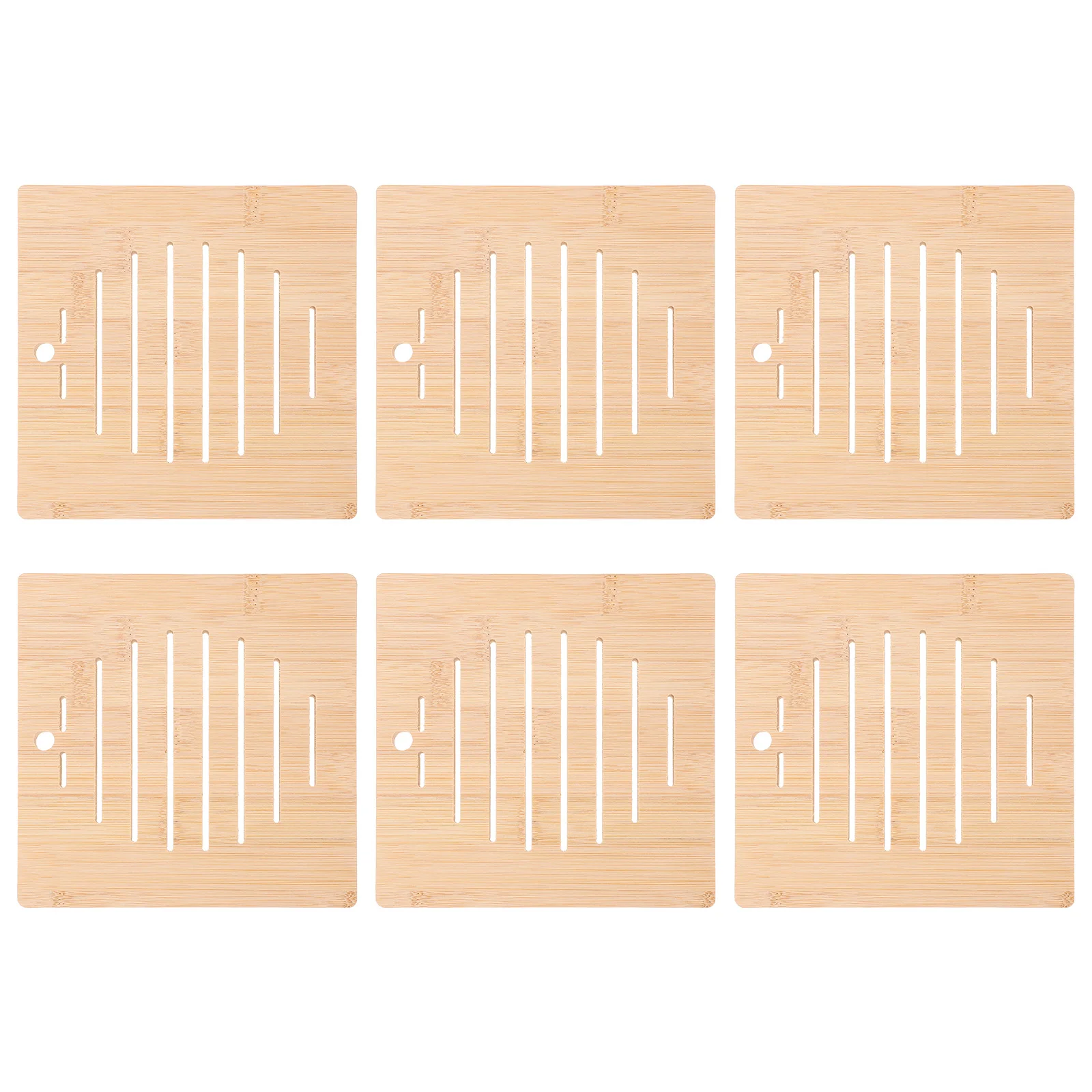 

6 Pcs Anti-slip Pot Mat Modern Resistant Warmer Insulate along with Bamboo Coasters Wooden