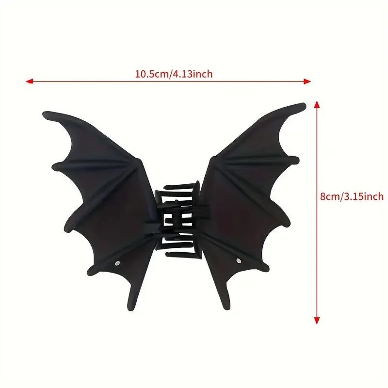 

1pcs Halloween Bat Hair Clip Gothic Punk Style Matte Black Bat Wing Hair Clip Sturdy Hair Claw Halloween Party Costume Accessory