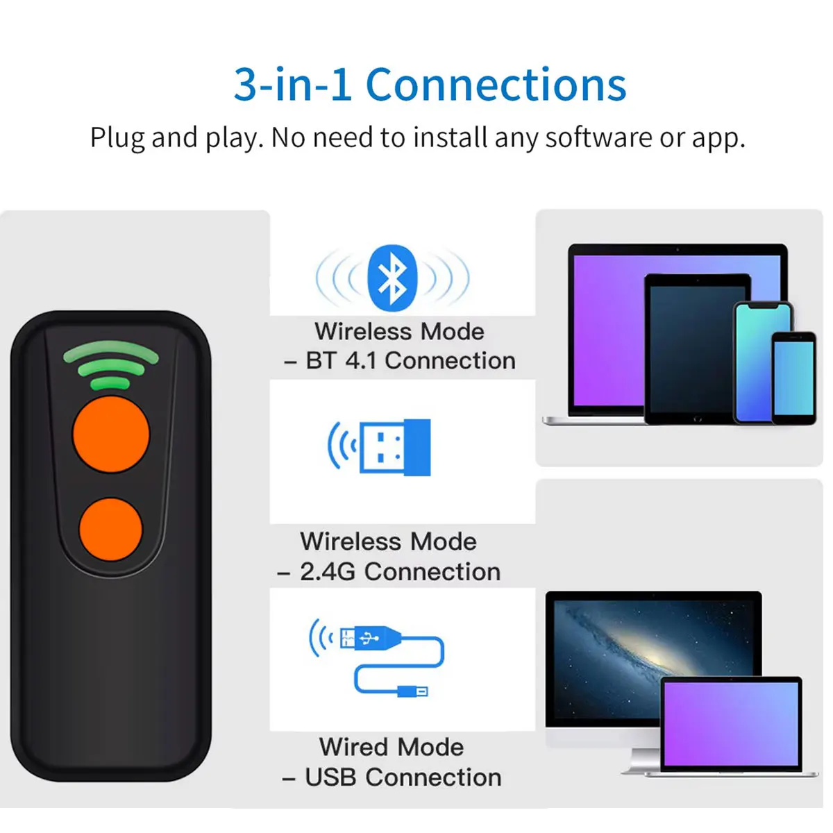 X7 wireless bluetooth scanning gun handheld portable external mobile phone small external warehouse express code scanner