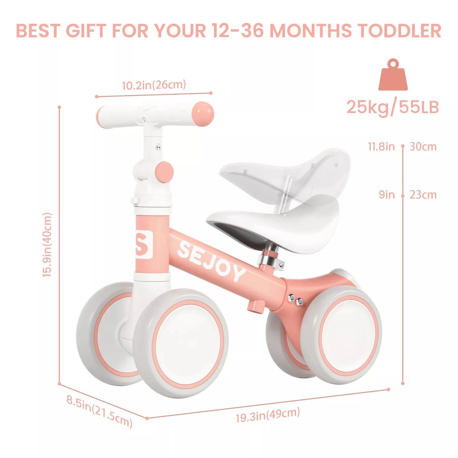 Sejoy niños bicicleta de equilibrio juguete para regalo para niños niñas interior exterior 1-5 años juguete para niños regalo de cumpleaños niños pequeños regalo de Navidad