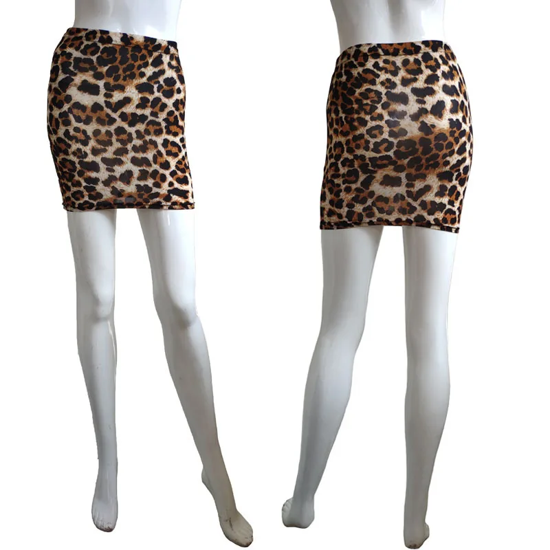 Saia de cintura alta estampada de leopardo feminina, bodycon, mini, poliéster, fundo, push up, casual, elástico, fino, clube, sexy, verão, novo