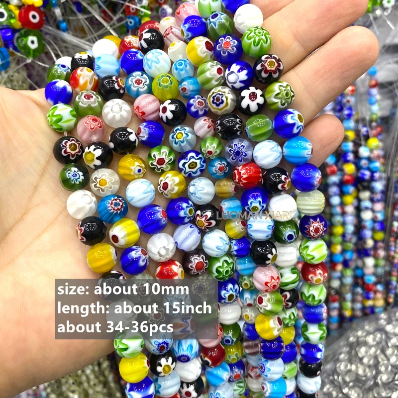 Großhandel 4 6 8mm Quadratische Handgefertigte Farbige Lampwork-Abstandsperlen für Schmuckherstellung DIY Armband Charms Zubehör 15'' – Detail 7