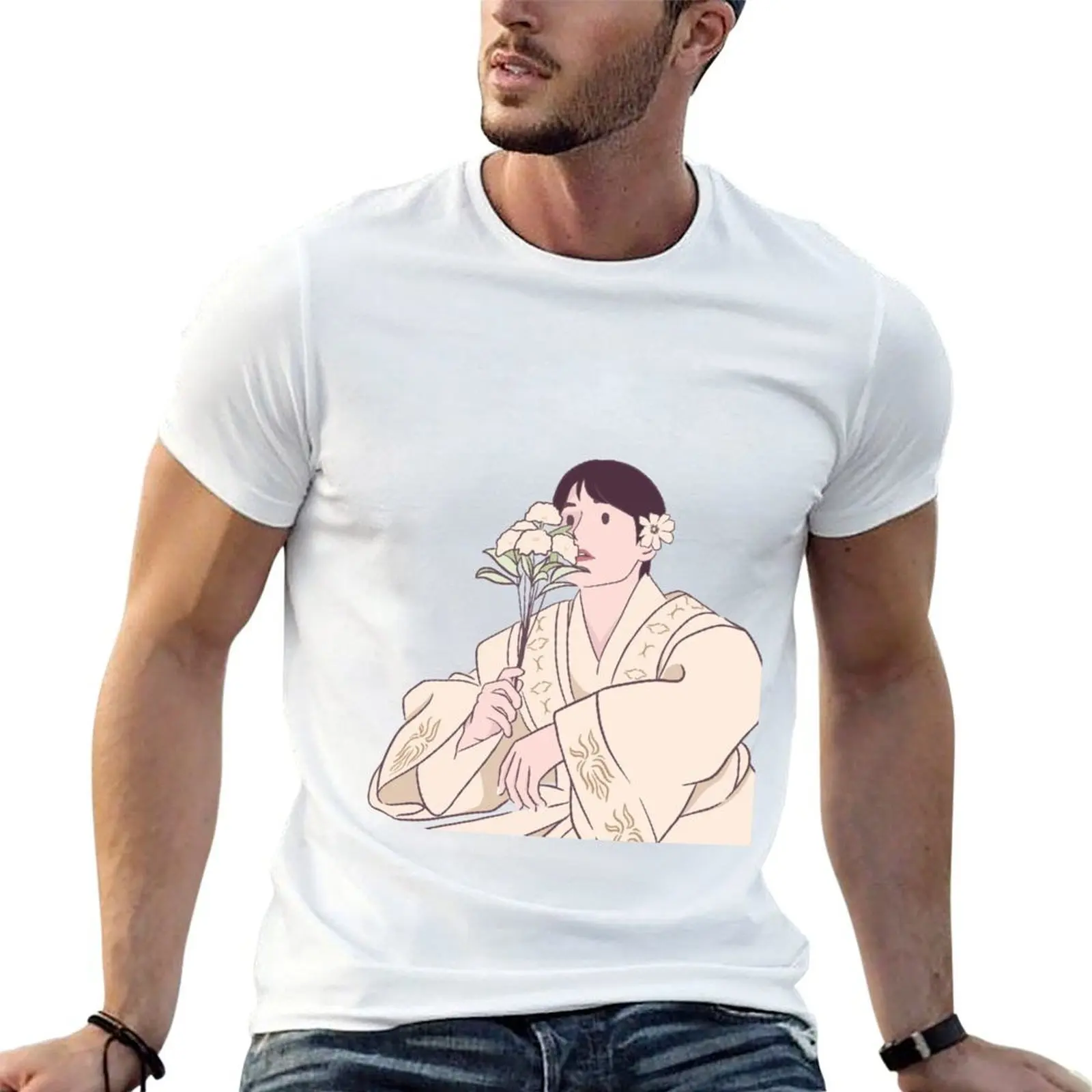 Vincenzo Cassano with White Hanbok T-Shirt Sun Protective Outdoor Tee Top