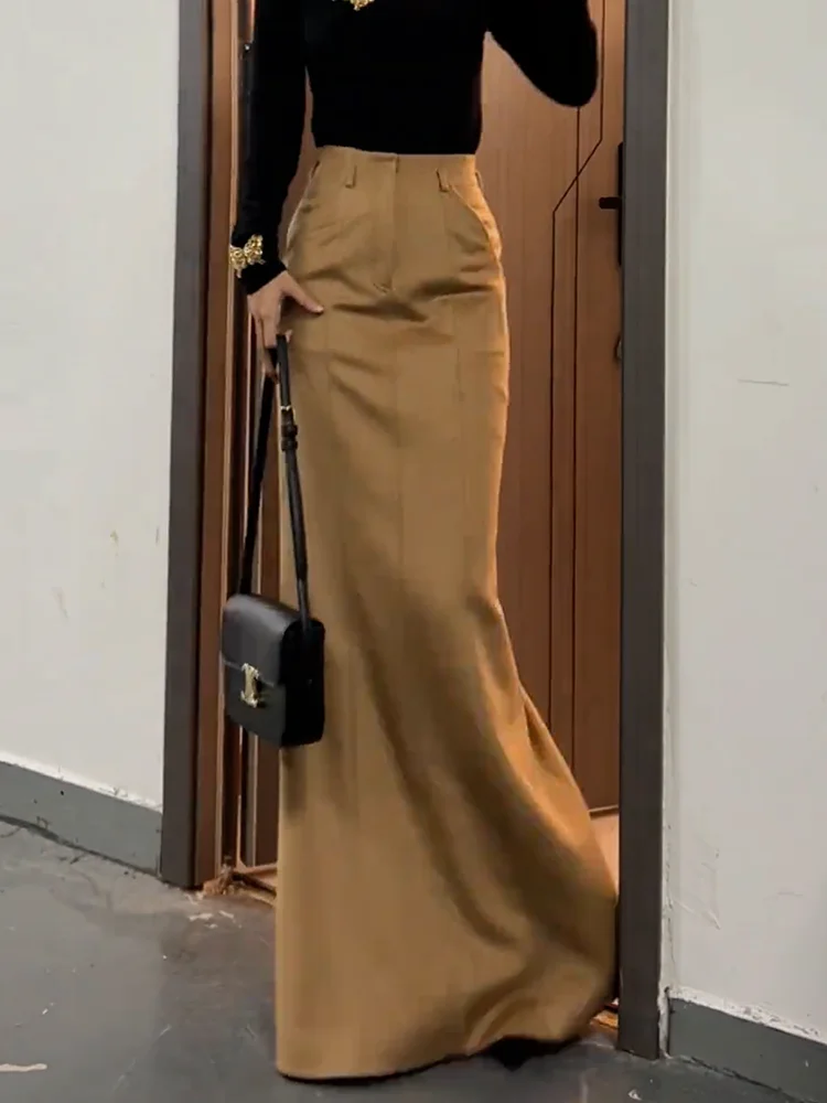 

Элегантная модная утепленная желтая асимметричная юбка Slim Fit для женщин, для офиса, зимняя новинка