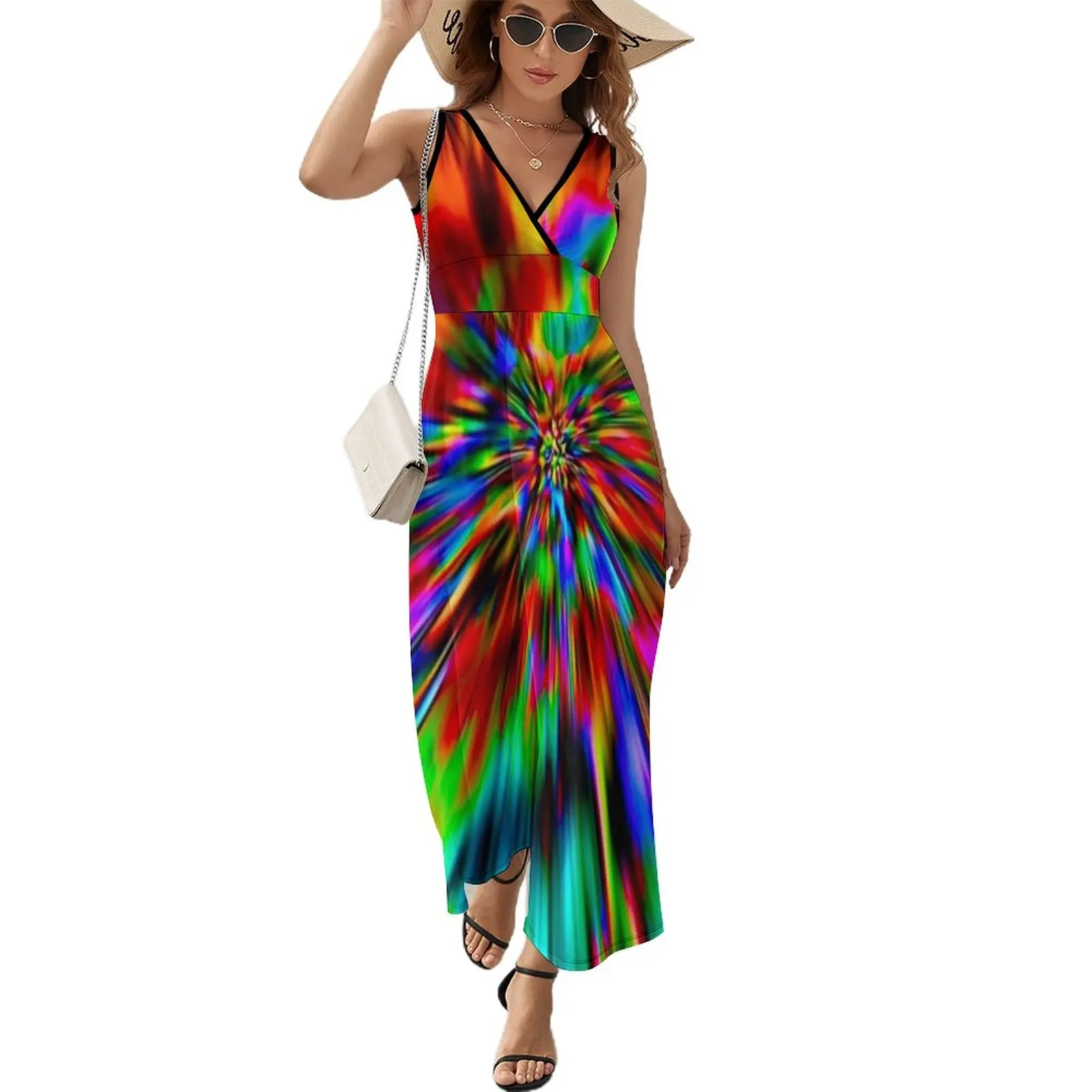 

Rainbow Wormhole Tie-Dye Pattern Sleeveless Dress dress for women 2024 summer women's dress 2024