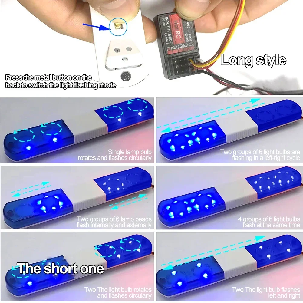 Simulazione per RC Auto 1/10 1/8 LED Flash Light Bar CH3 Telecomando 9 modalità Parti di veicoli modello RC