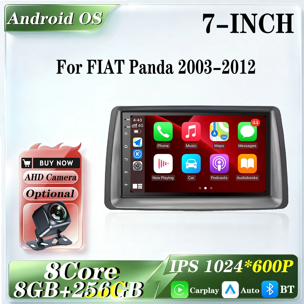 7 Inch Wireless Carplay Multimedia Radio Video Player for FIAT Panda 2003-2012 Android 16 Car Entertainment System