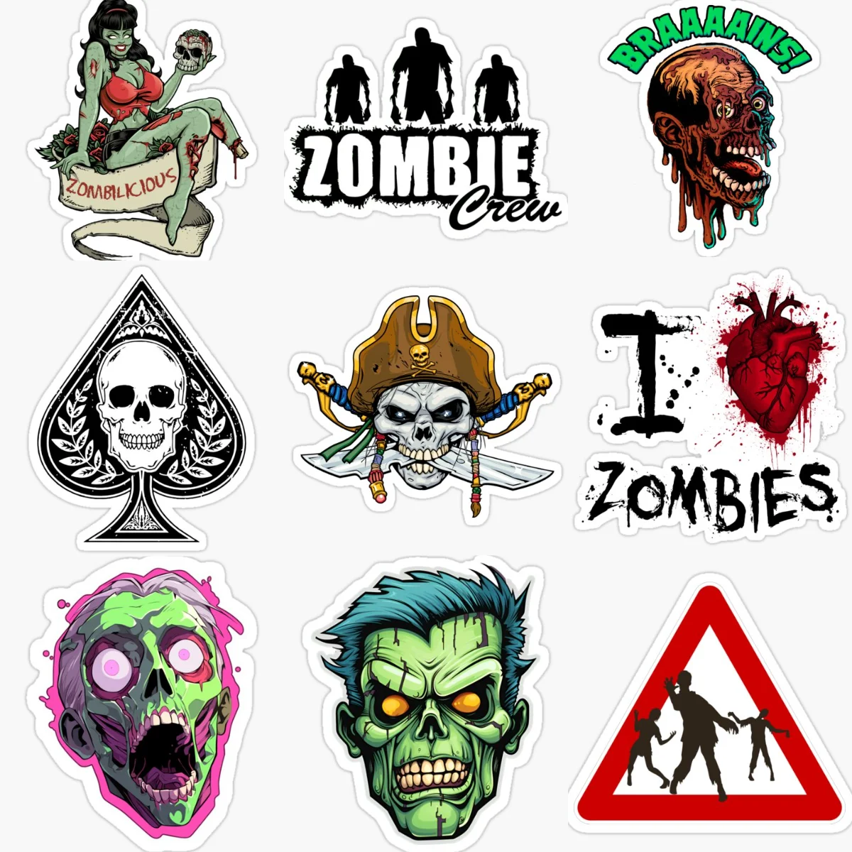 

Terrifying ZOMBIE Skull Creative Waterproof Car Sticker for Decorate Car Van Window Fridge Helmet Wall Decal Accessories