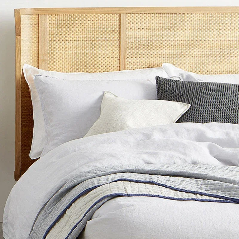 Southeast Asian Style Solid Wood Bed Rattan Double Bed Rattan Furniture