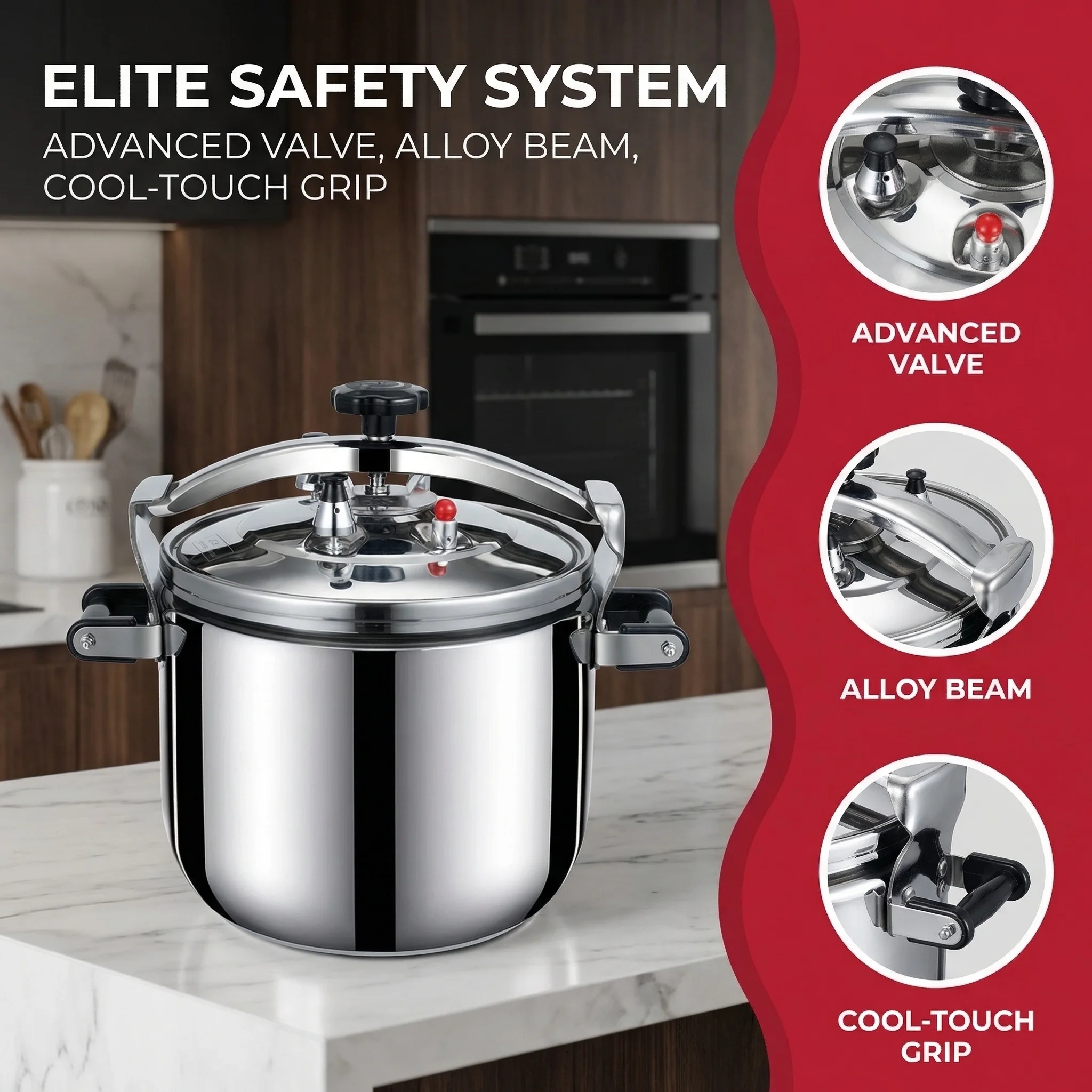 Professional Culinary Pressure Cooker, 70% Faster with Precision Engineering, Dual Safety Valves & Induction Compatible