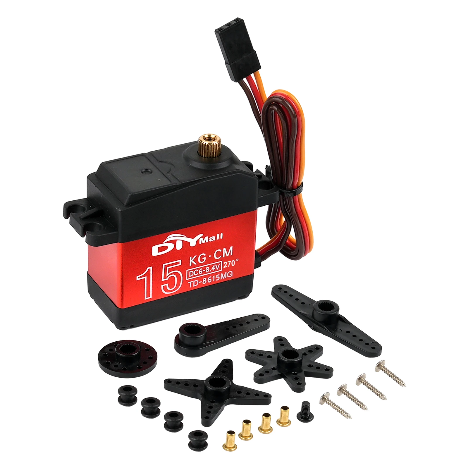 15 kg digitales Servo 6–8,4 V Hochgeschwindigkeits-Metallgetriebe 180/270/360 °   Einstellbar für 1/8 1/10 1/12 RC Baja Car Truck Robot Helicopter