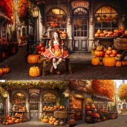 Autumn Harvest Street Backdrop Kids Photography Child Adult Photocall Props Baby Birthday Fall Farm Halloween Pumpkin Background