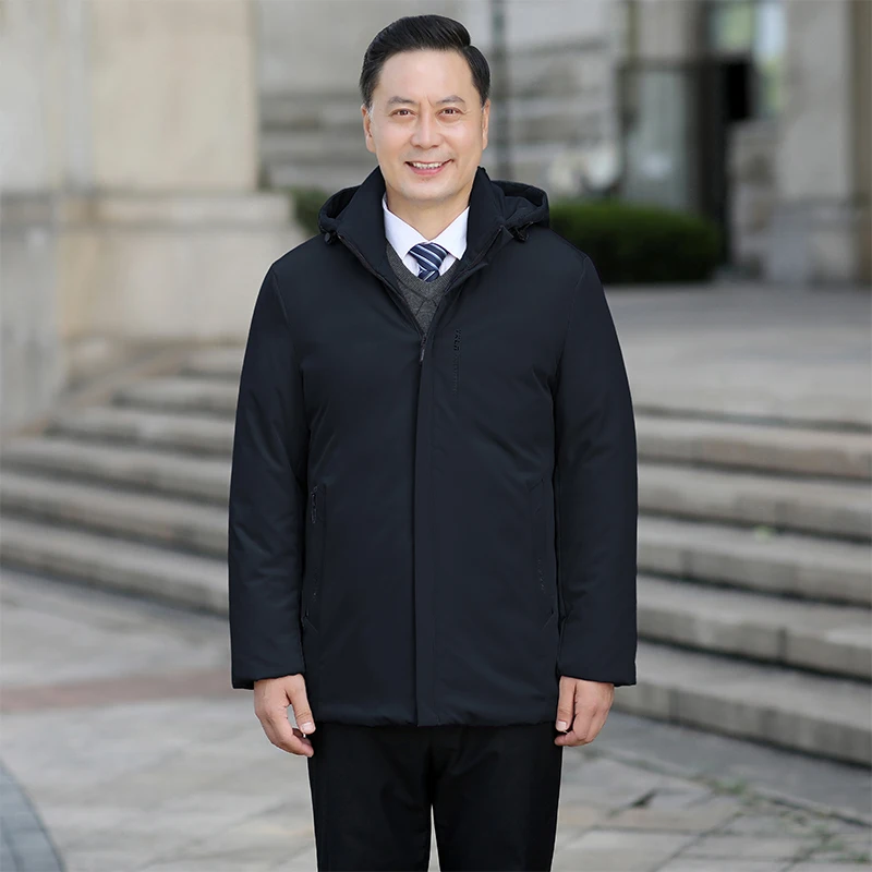 

Men's Cotton Hooded Clothes Parkas Male Winter Fashion Loose Dad Parkas Mens Warm Thickened Cotton Black Winter Jacket for Men