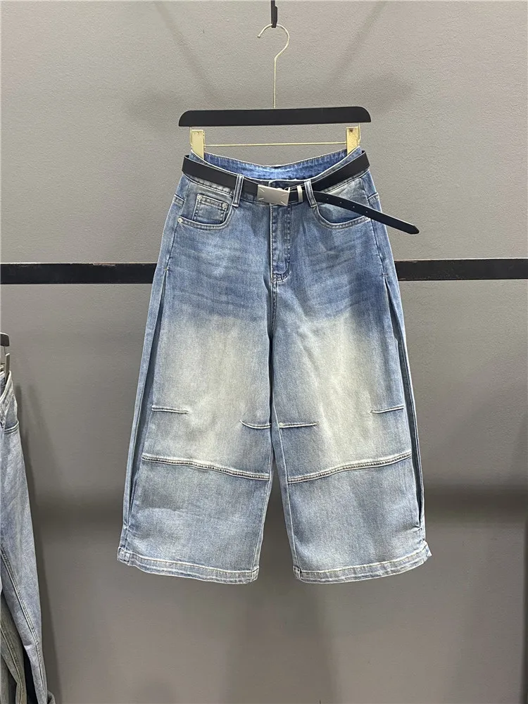 

Retro Pleated Wide Leg Denim Jeans Women's Casual Loose Slimming Straight Cut Pants High Waist Cotton Stretch Denim Summer 2026