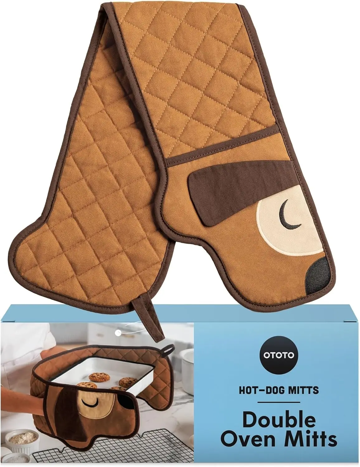 

Cute Dachshund Double Oven Mitts, Heat Resistant to 250°C, Funny Dog Lover Gifts for Kitchen