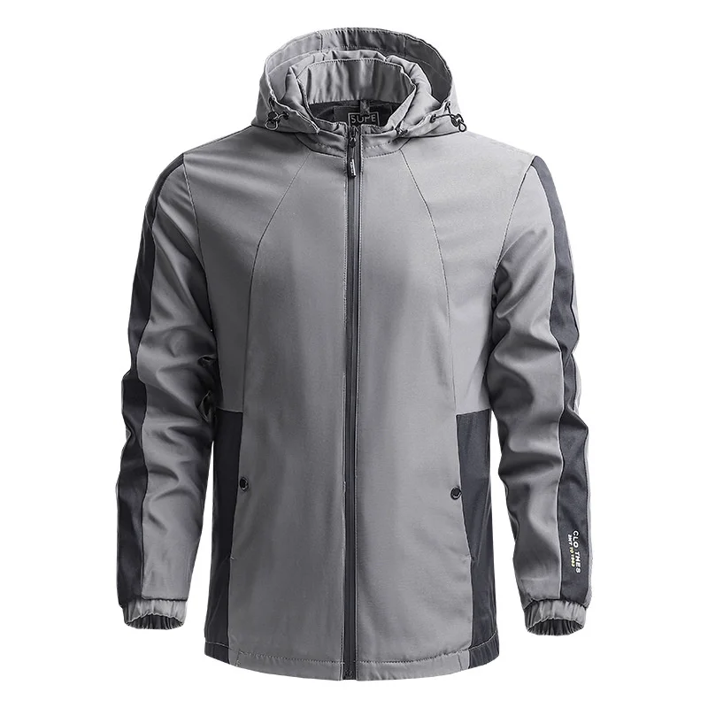 Veste à capuche coupe-vent patchwork pour hommes, manteau de randonnée en plein air, vêtements de sport décontractés, mode, grande taille, 4XL, 5XL