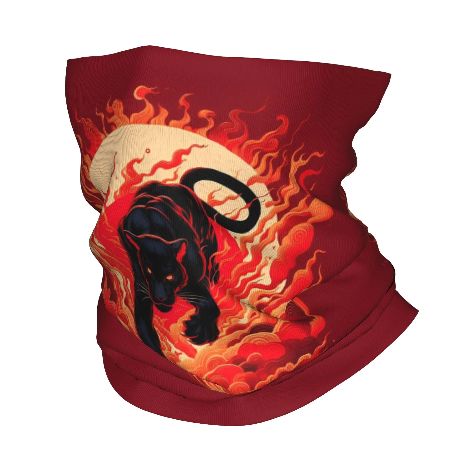 Black Panther Leopard Walking From Flame Bandana Neck Cover Printed Face Scarf Cycling Scarf Riding For Men Women All Season