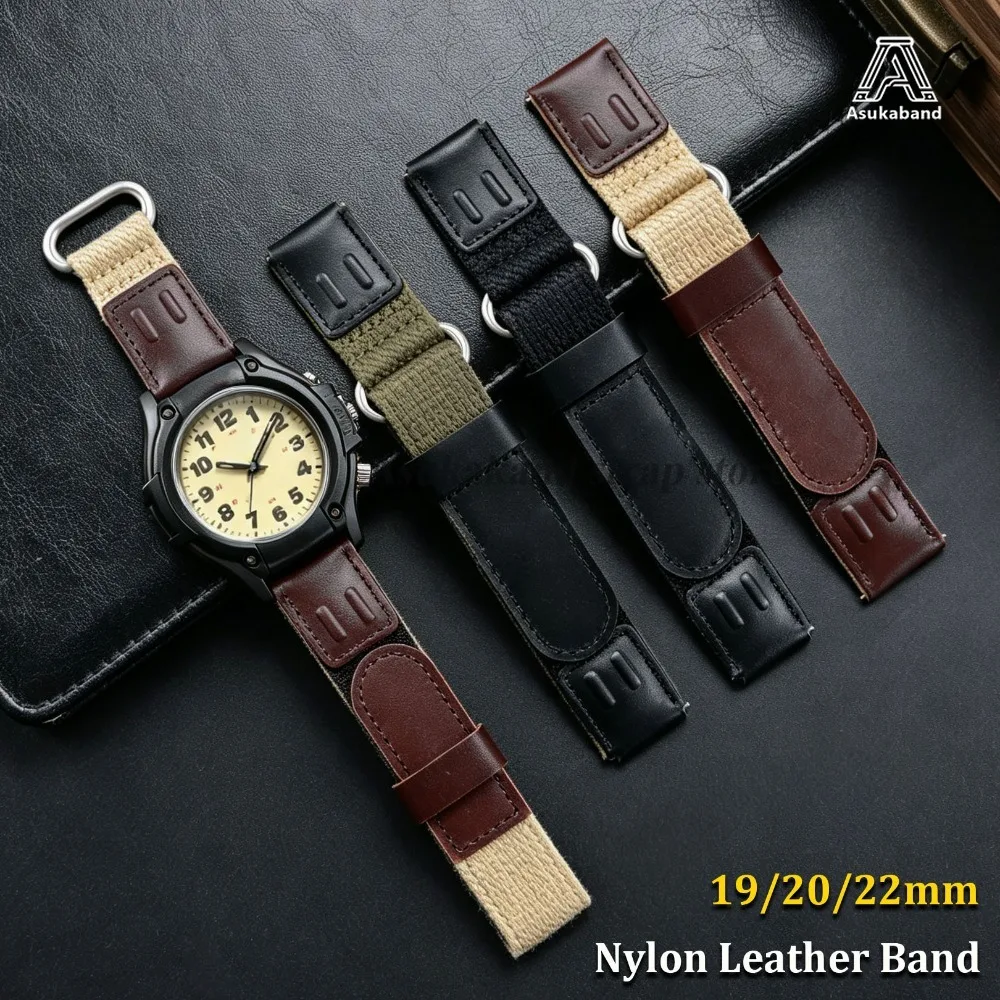 Leather Nylon Watch Strap 19mm 20mm 22mm Band for Timex Watchband Quick Release Military Style for Omega Wristband Men Bracelets
