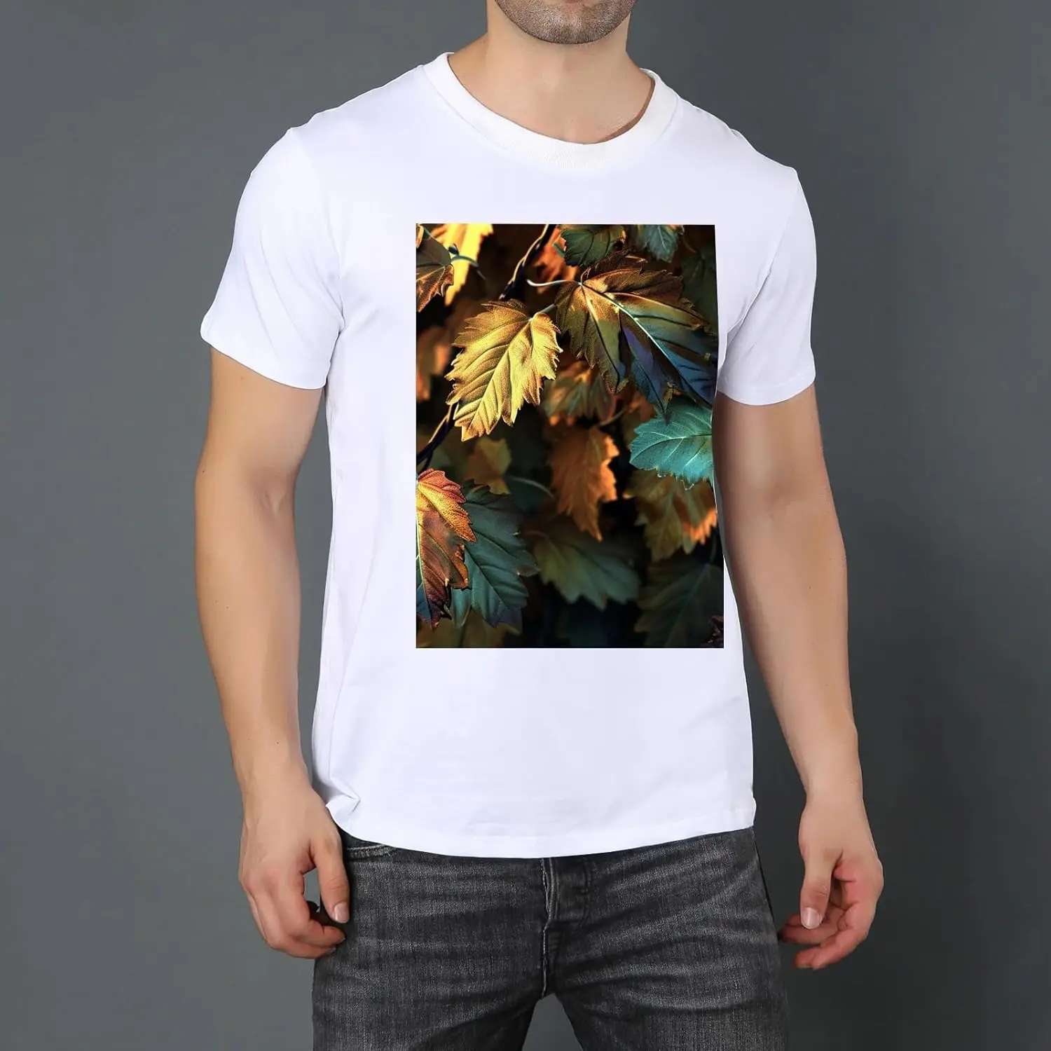 Leaves Mens Black T-Shirts Short Sleeve Crew Neck Women T-Shirt Loose Fit Soft Tees for Men Lightweight X-Small